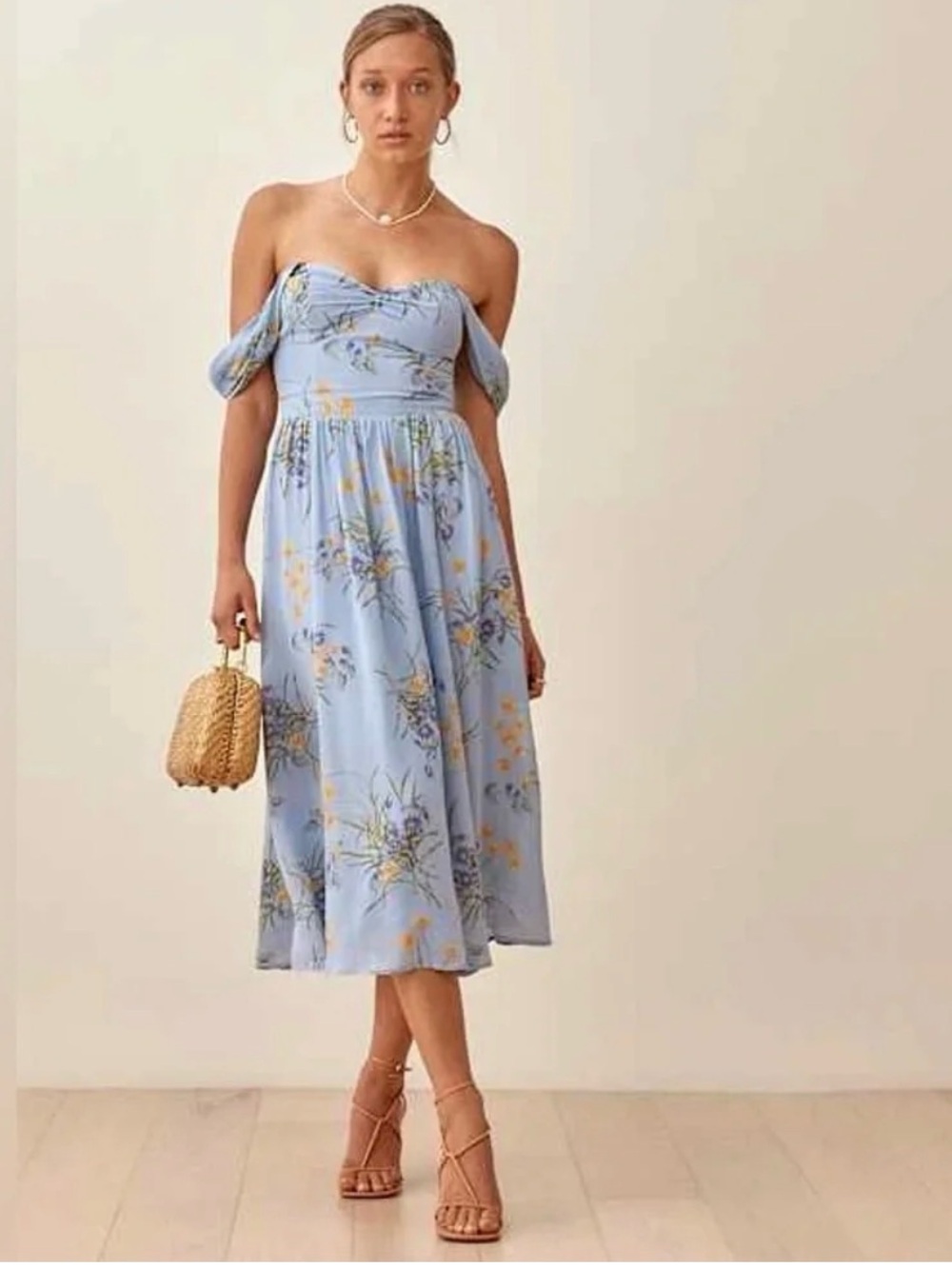 Reformation Blue Floral Midi Dress | Size 4
